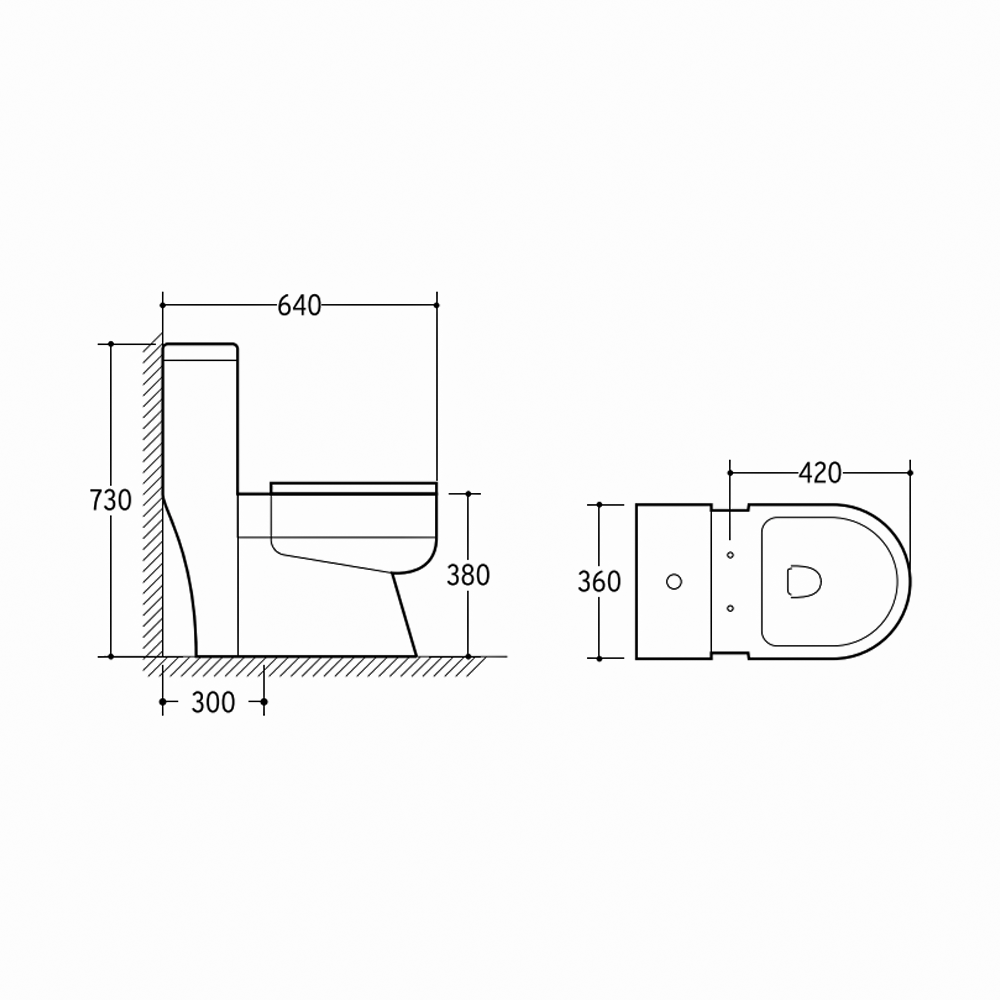 Water Closet W/ Tank S-Trap 640x350x715mm 300mm JA0289
