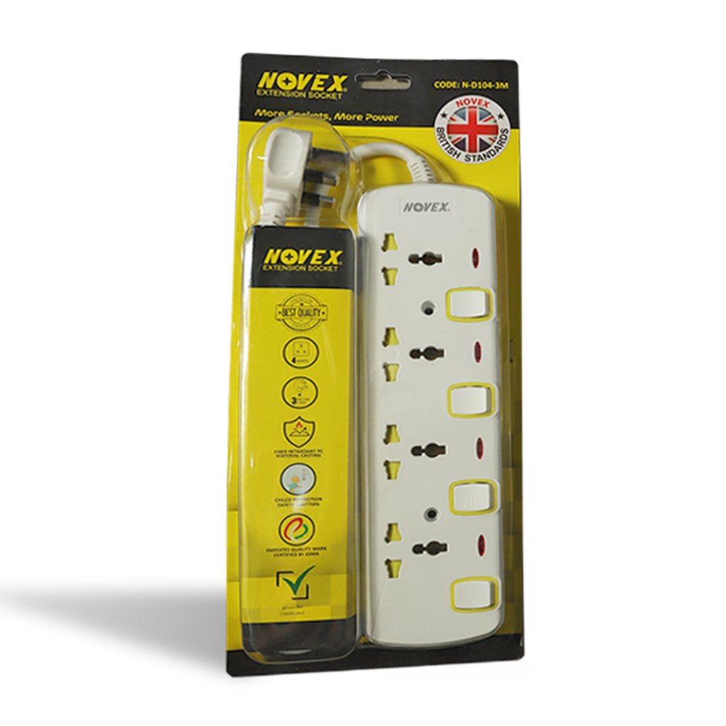 Extension Socket 4Way 5m N-D104 Novex