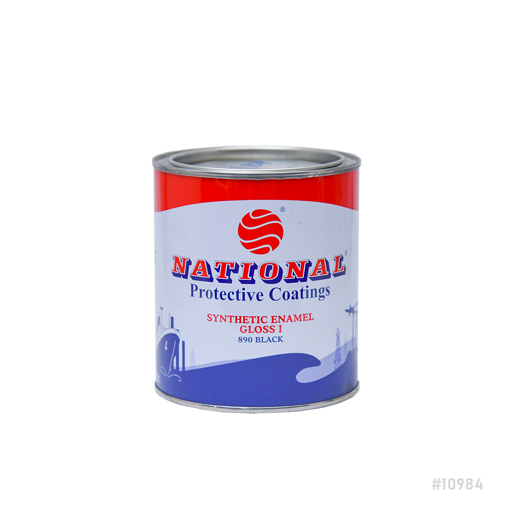 National Synthetic Enamel Gloss Paint 0.9Ltr (890 Gloss 1 Black)