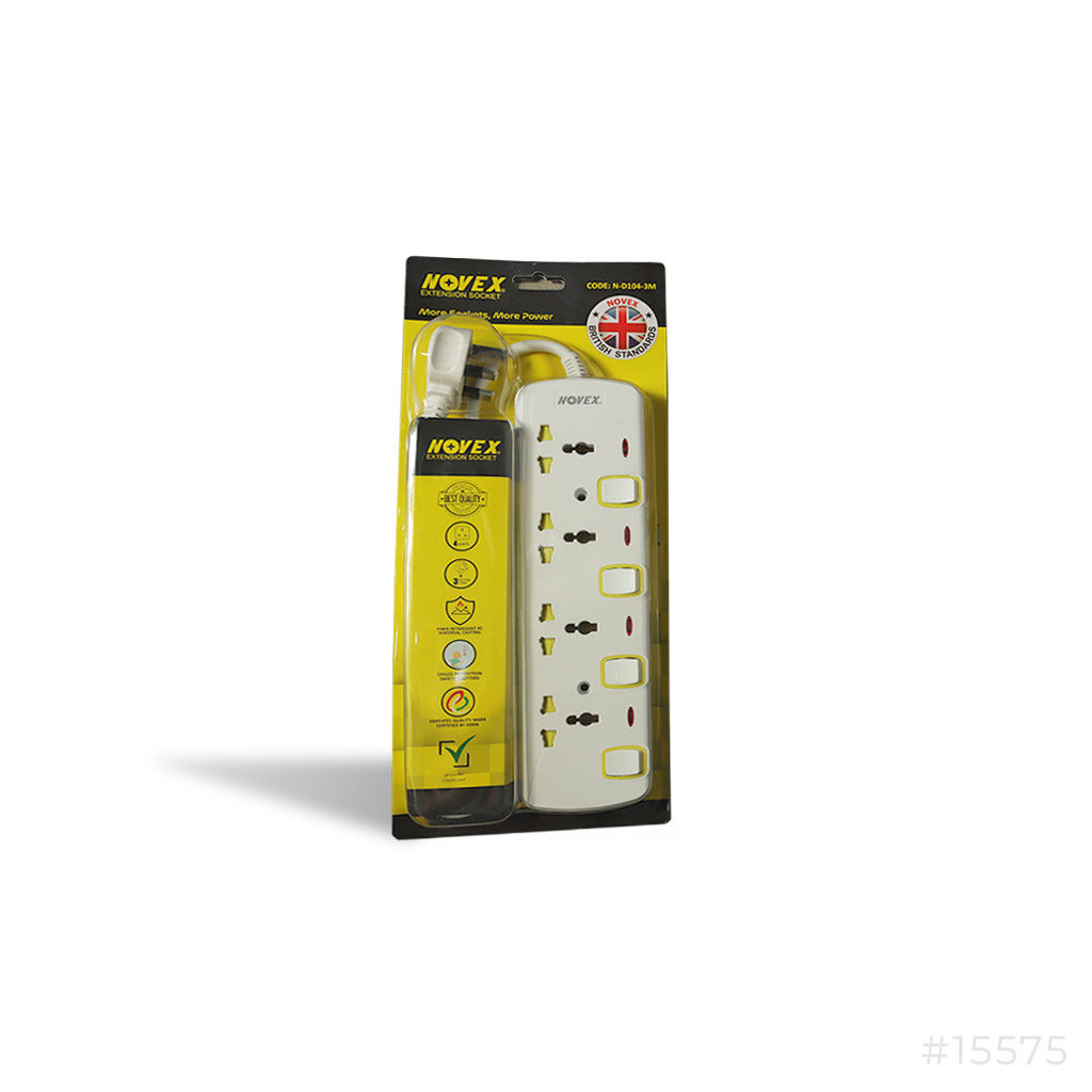 Novex Extension Socket 4way 3Mtr Universal N-D104-3M