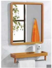 Bathroom Aluminum Mirror Set Wooden Color 40*50cm