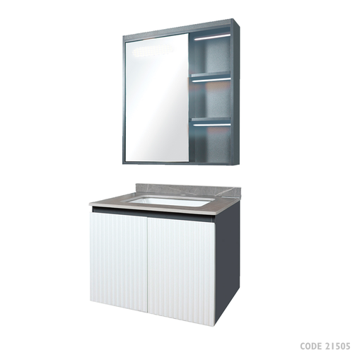 [26905] Basin Cabinet with Mirror with Sensor Light JJ0681-60 B:600x470x470mm M:600x700x140mm [2 Box]
