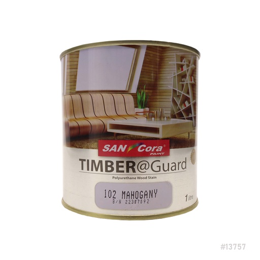 [13757] Sancora® TIMBER@Guard Polyurethane Wood Stain Varnish 1L 102 Mahagony