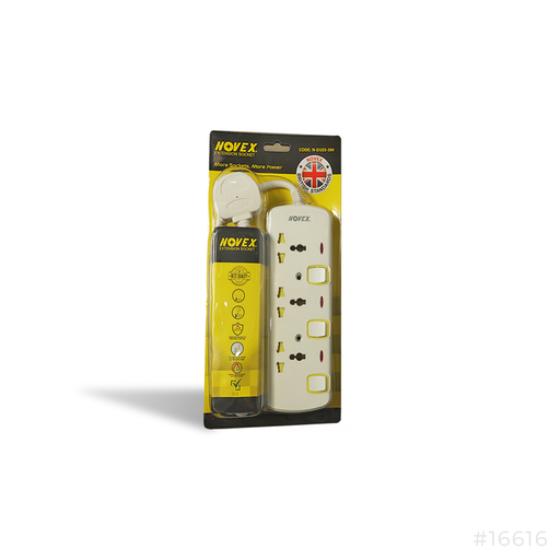 [16616] Novex Extension Socket 3way 3Mtr Universal ND103.3M
