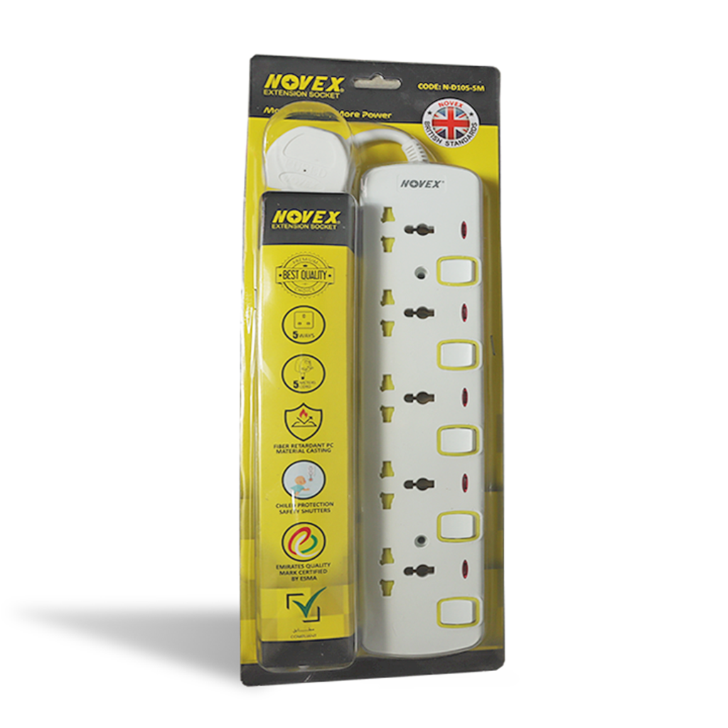 Novex Extension Socket 5-Way 3m N-D105