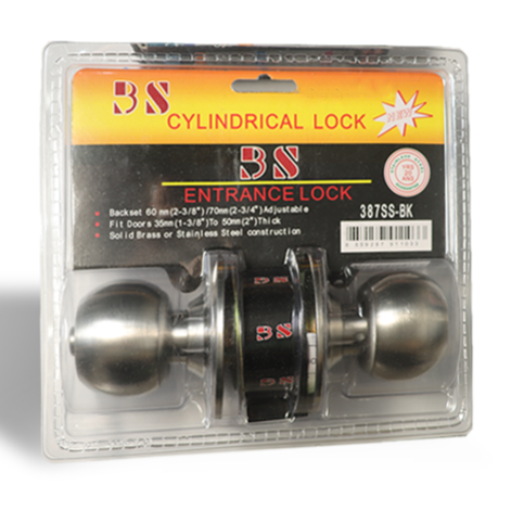 Cylindrical Door Lock 60/70mm 387SS-BK
