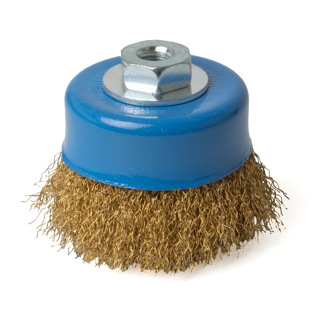 Cup Brush Crimped Wire Steel 3” x M10