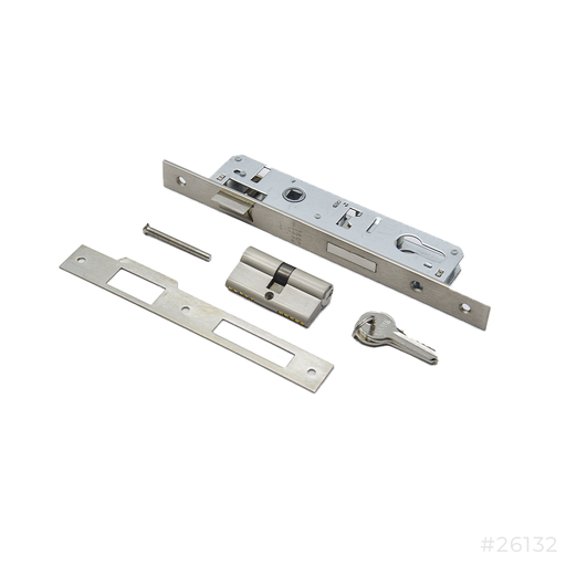 [26132] Aluminum Door Lock Body with Cylinder 155-25 SN Meggo