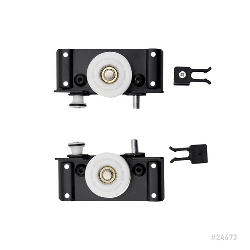 [24673] Sliding Door Wheel Iron Black 2Pcs Set